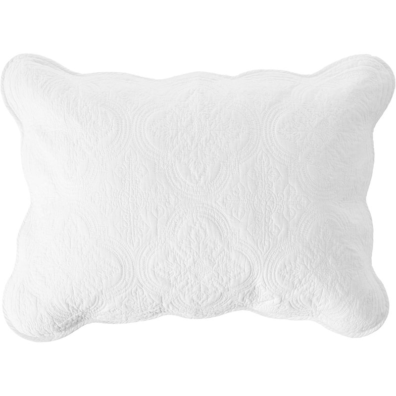 Terin Standard Reversible Set, White, Over Size Queen Quilt + 2 Standard Shams