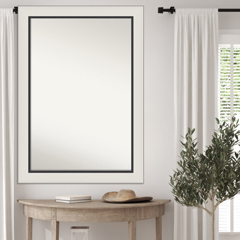 Ellie Non-Beveled Framed Wall Mirror, 29.5" x 41.5", Silver Black