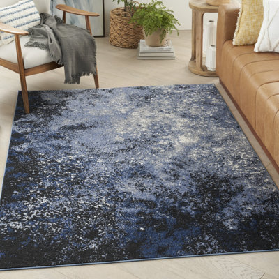 Tapis abstrait bleu foncé North Moore Passion