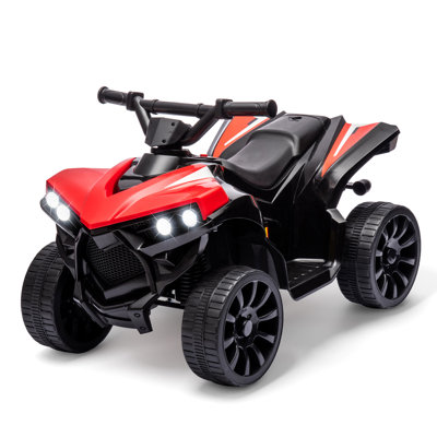 Quad électrique pour enfants (4 roues) alimenté par batterie 6 V, vitesse de 2,9 km/h, capacité de charge de 25 kg, phares DEL, musique, cadeau pour garçons et filles