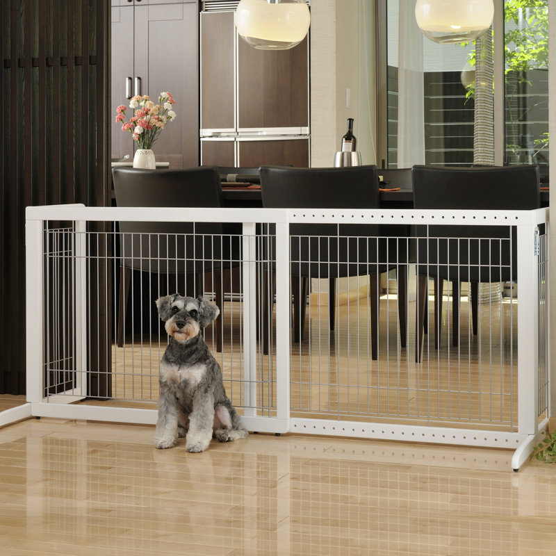 Origami White Solid Wood Freestanding Pet Gate