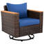 Mobilier d'extérieur bleu 8 avec chaises pivotantes, table de rangement, coussins épais, protection contre les intempéries, utilisation dans le jardin