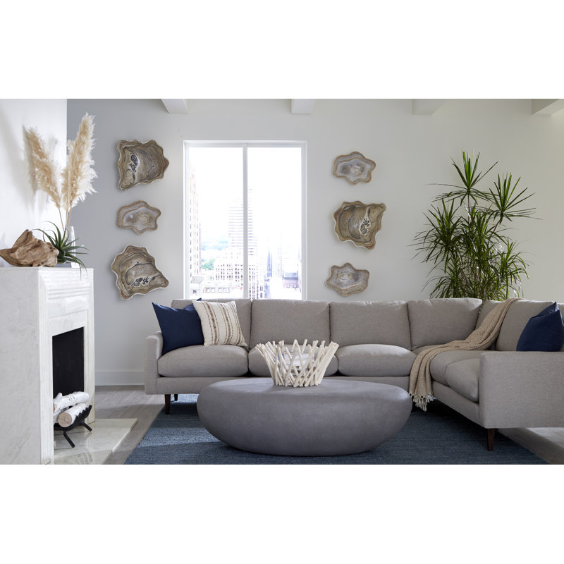 Kutz Wood Abstract Decorative Bowl in Off White, Large