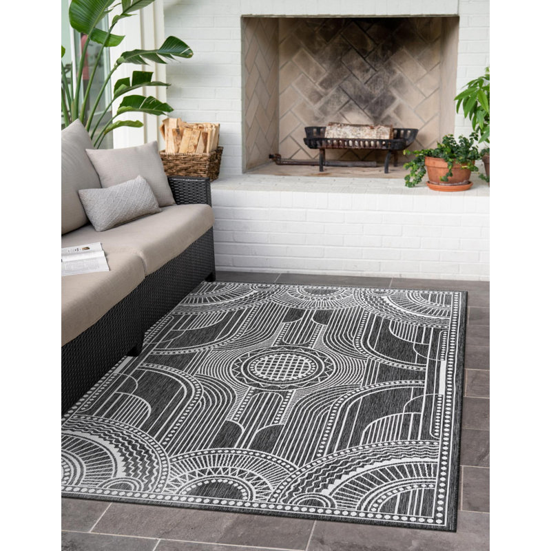 Tapis noir et blanc Aucun, Rectangle 2 pi x 3 pi 1 po