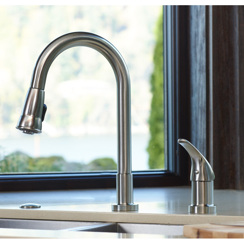 Pacific Bay Grandview Pull Down Kitchen Faucet with Soap Dispenser, Chrome