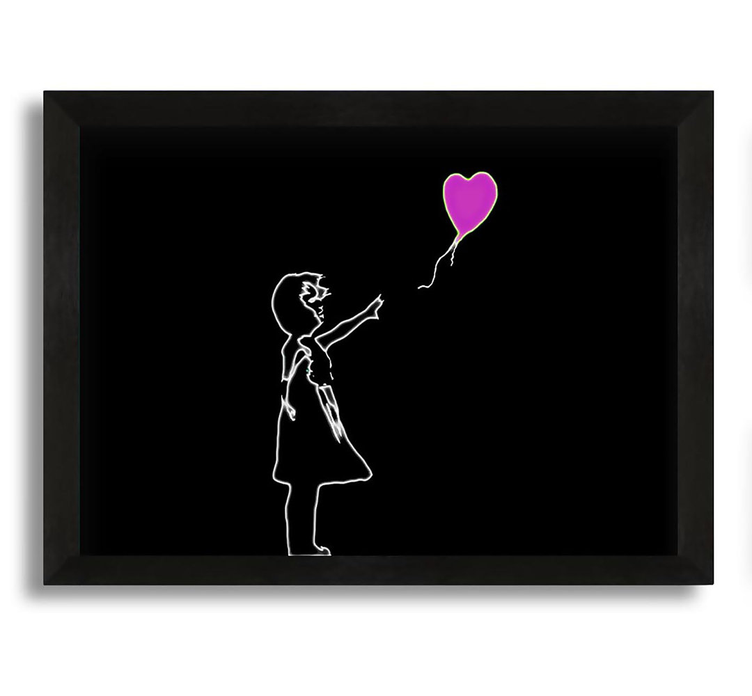 Gerahmtes Leinwandbild Love Balloon in Schwarz/Rosa