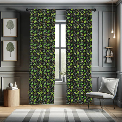 Spice Floral Semi-Sheer Rod Pocket Curtain Panels