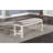 Stylish And Functional Dining Room Bench With Grey Fabric Cushion Seat And Unique Frame Back
