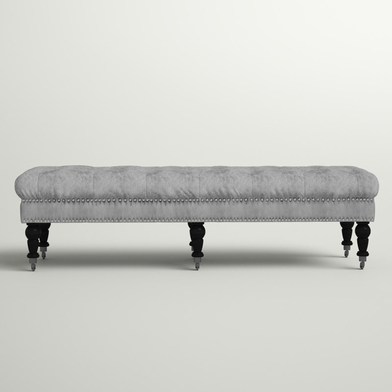 Landis Linen Upholstered Bench, Beige, 17.75” H x 62” W x 19.63” D
