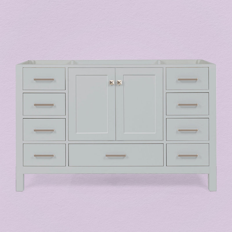 Cambridge 54'' W Bathroom Vanity Base, Gray, Brushed Nickel