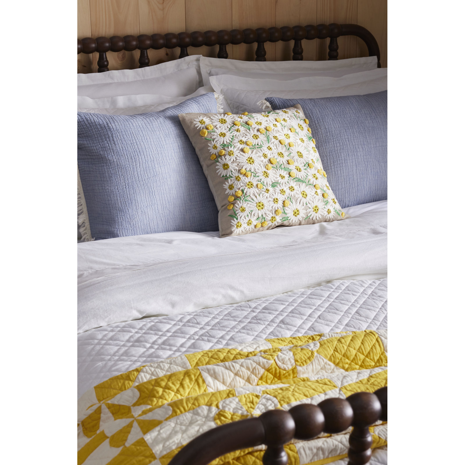 Rifle Paper Co. x Loloi Daisies Beige 18" x 18" Pillow, Polyester/Polyfill