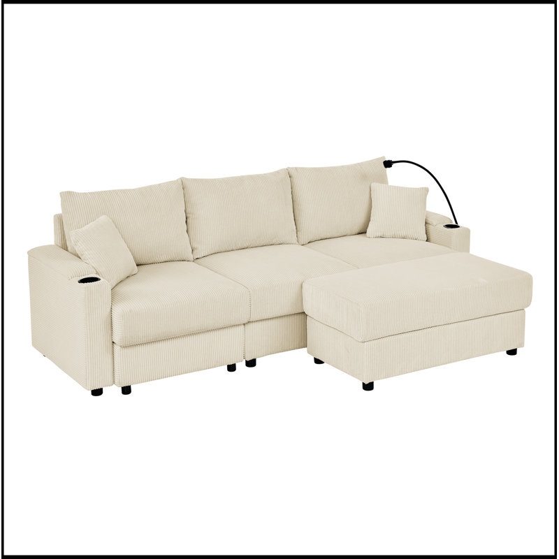 Canapé-lit polyvalent en forme de L avec rangement et plusieurs fonctions pratiques pour le salon, 3, Beige