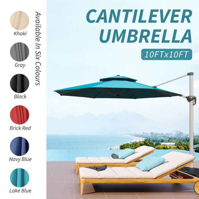 Parasol en porte-à-faux 114,17 po Sharnai, Beige