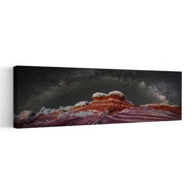 Cosmic Red Rock Night 1 Piece Wrapped Canvas Panoramic Wall Art