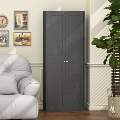 2 Doors Metal Storage Cabinet Kitchen Pantry Cabinet With Adjustable Shelves Tall Steel Cabinet Locker For Kitchen, Living Room, Dining Room And Offic