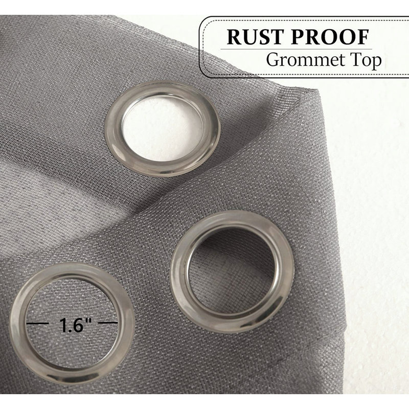 Panneau de rideau simple d'extérieur imperméable transparent avec œillets l 52 po x L 84 po Abba, l 52" x L 84", Gris
