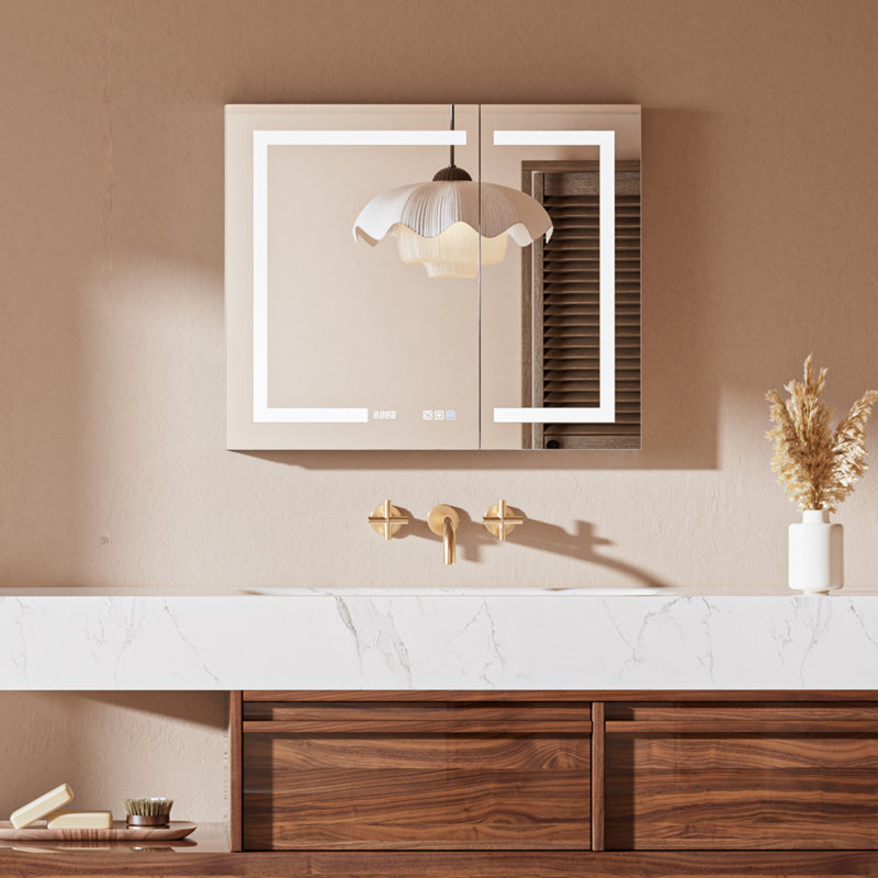 Armoire à pharmacie lumineuse pour salle de bain avec miroir intelligent, prise et USB Stray l 42 po x H 30 po