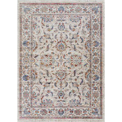 Tapis rectangulaire à franges crème Mizic