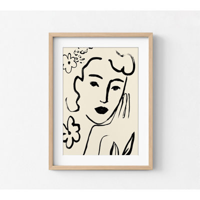 Impression de portrait de Matisse, reproduction de portrait de femme encadrée, dessin au trait noir et blanc, art mural encadré, art mural surdimensionné, art mural grand