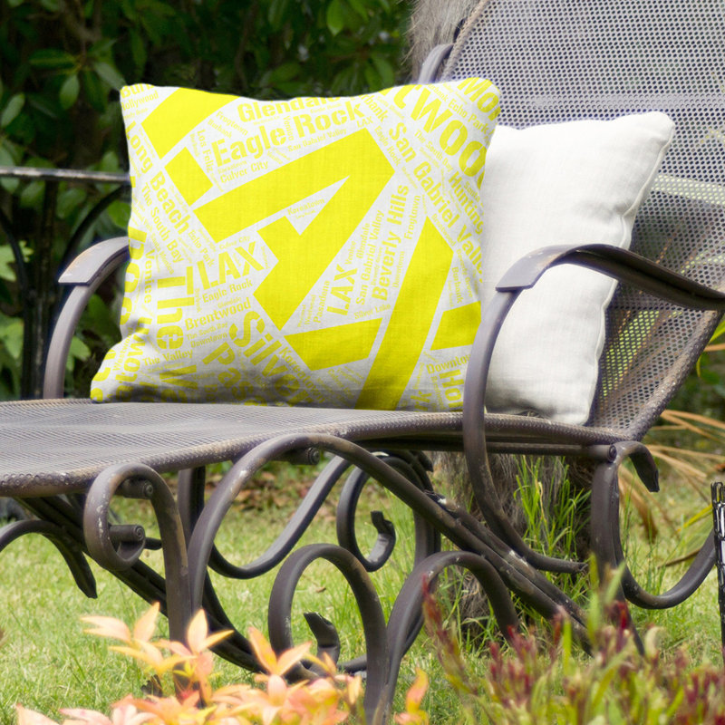 Coussin intérieur/extérieur los angeles, H 18 po x l 18 po, Jaune, Non