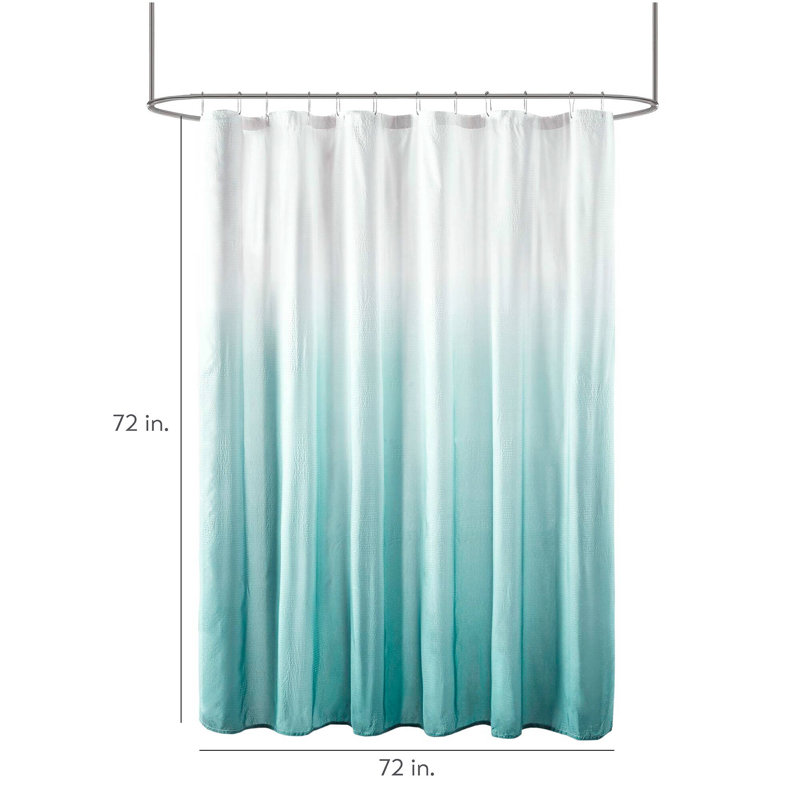 Aqua Ombre Seersucker Fabric Shower Curtain