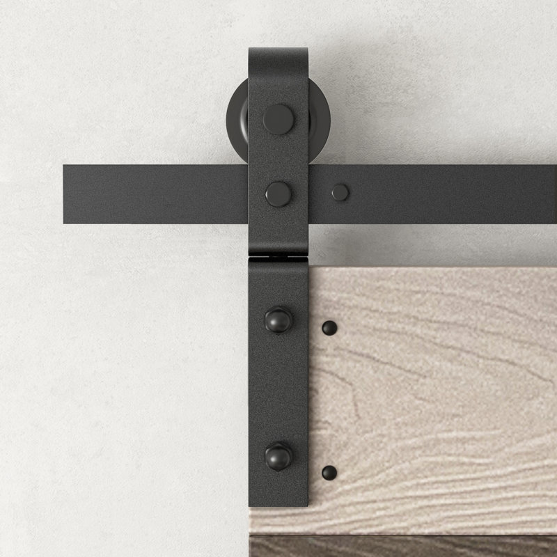 80''H Embossing Knotty Pine Wood Bi- Fold Barn Door With Hardware Kit, Dark Walnut/Aged Barrel, 48" x 80"