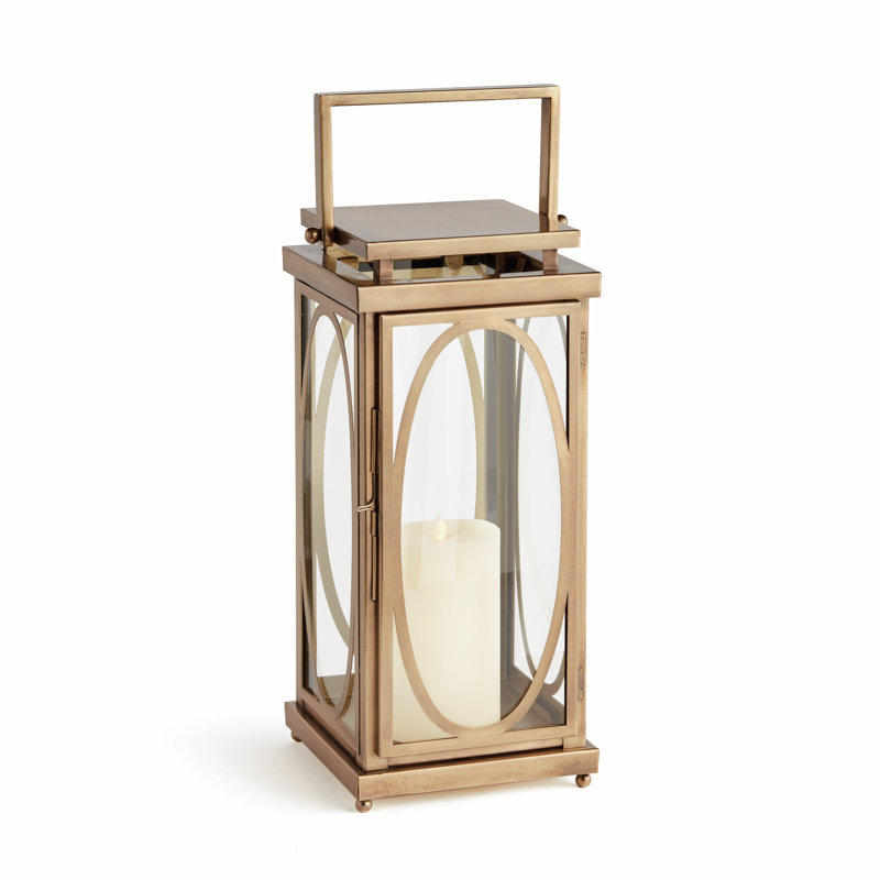 Jace Lantern, Gold, 18" H x 8" W x 8" D