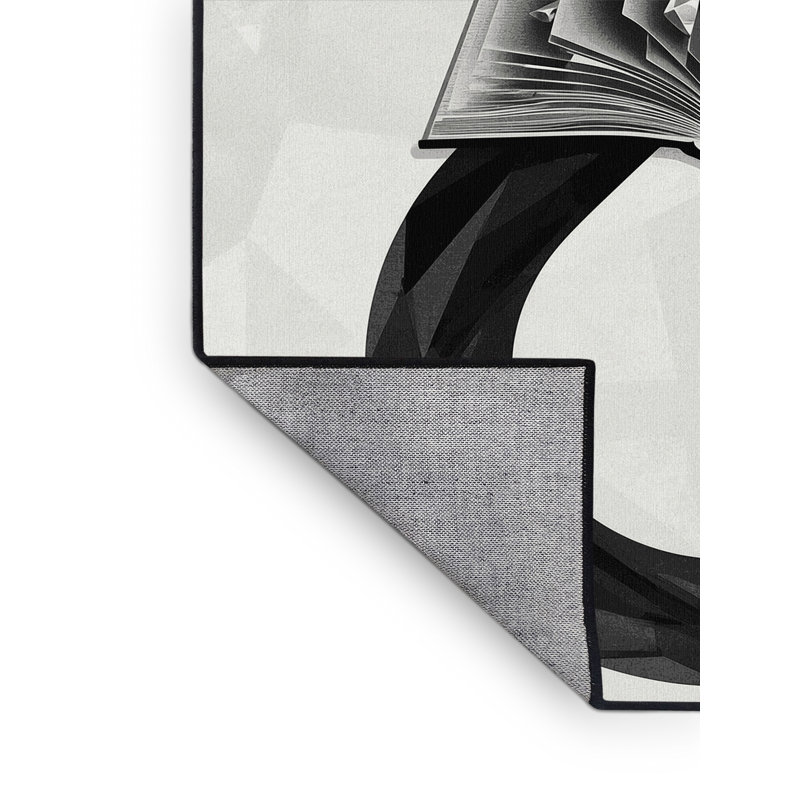 Tapis à motif géométrique moderne et contemporain blanc et noir lavable à la machine avec boucle Infinity Loetta, 7 x 10