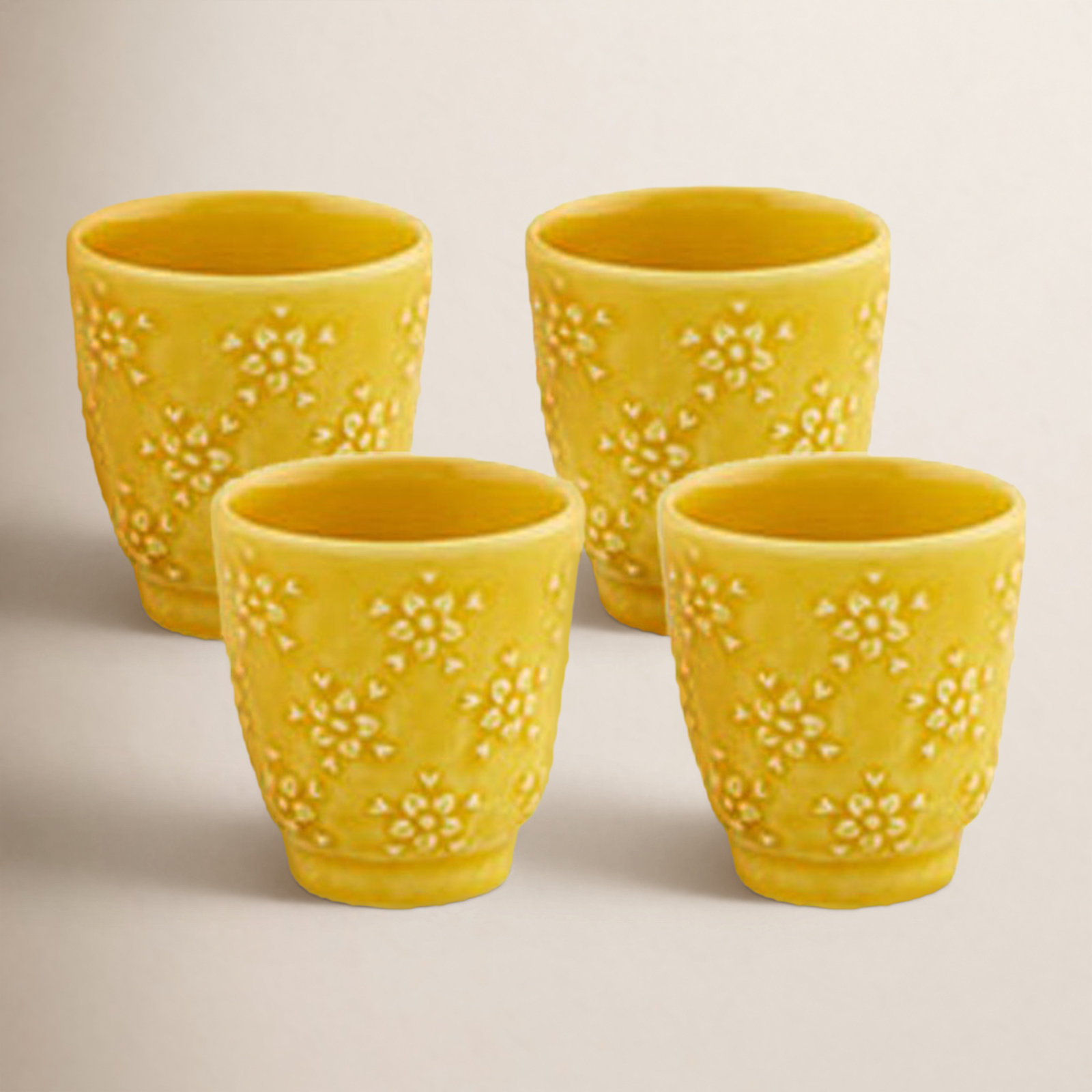 Flora Earthenware Espresso Cup, Yellow