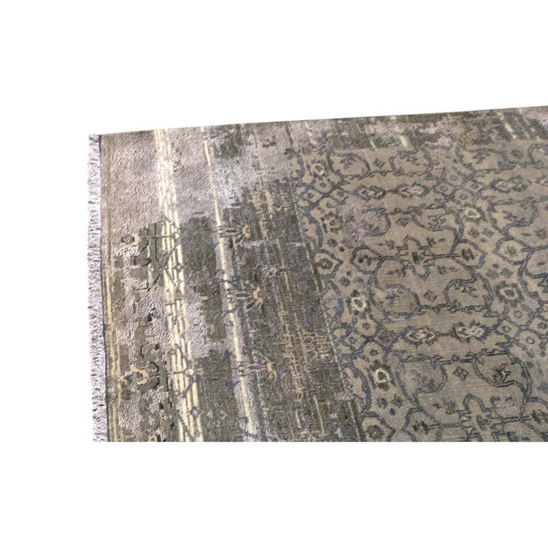 Tapis gris / ivoire noué à la main de qualité unique en son genre