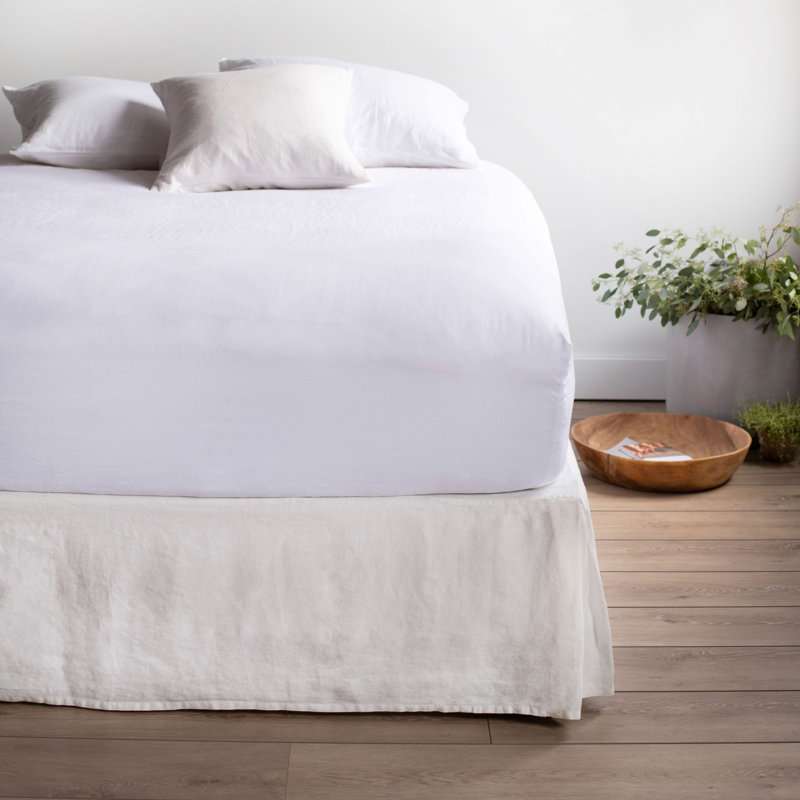 100% French Linen Bedskirt, Twin XL, Cream