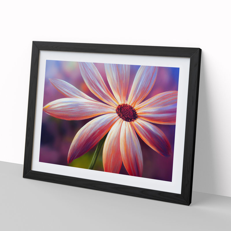 Timeless Daisy Flower - Single Picture Frame Print, Black, 46cm H x 64cm W x 2cm D