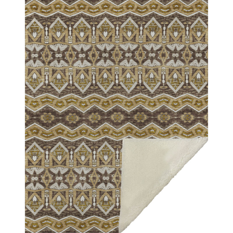 Jeté marocain Addison Sherpa ASB909, Doré