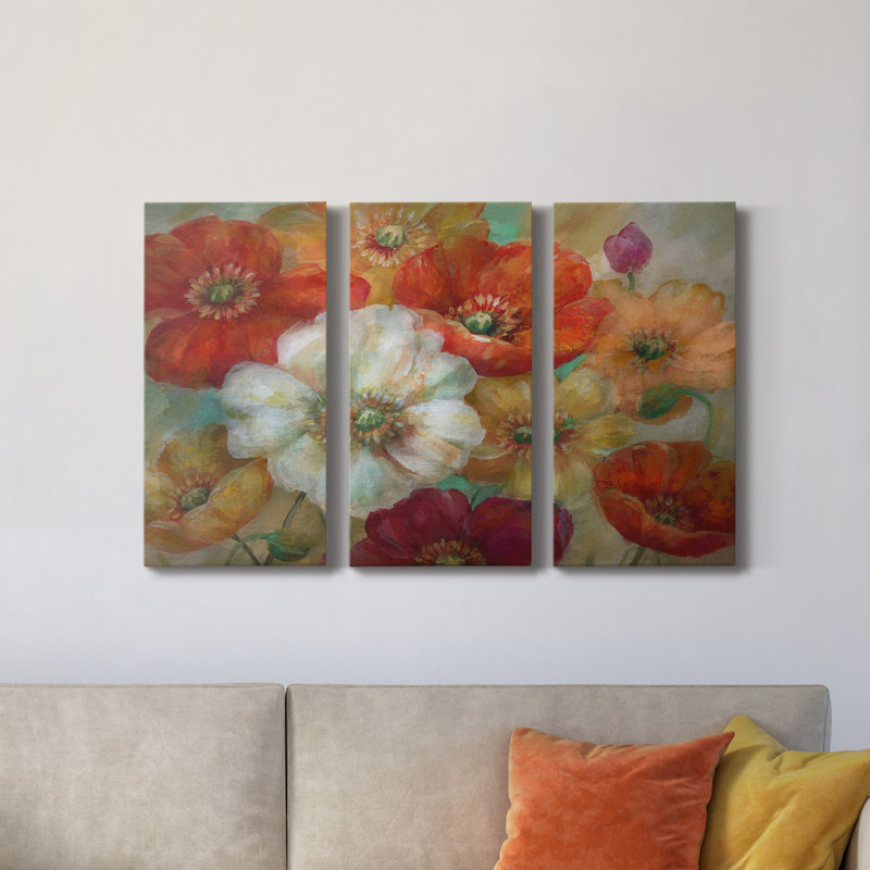 Poppycentric - Ensemble de 3 toiles tendues, H 36 po x l 72 po x P 1 po