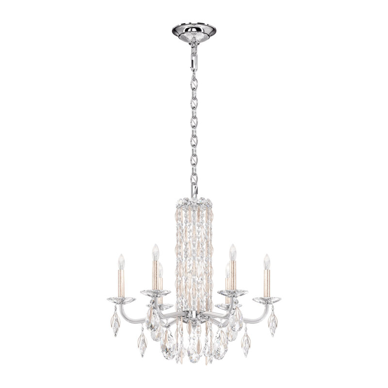 Sarella 6 - Light Chandelier, Antique Silver, Heritage Clear Crystal