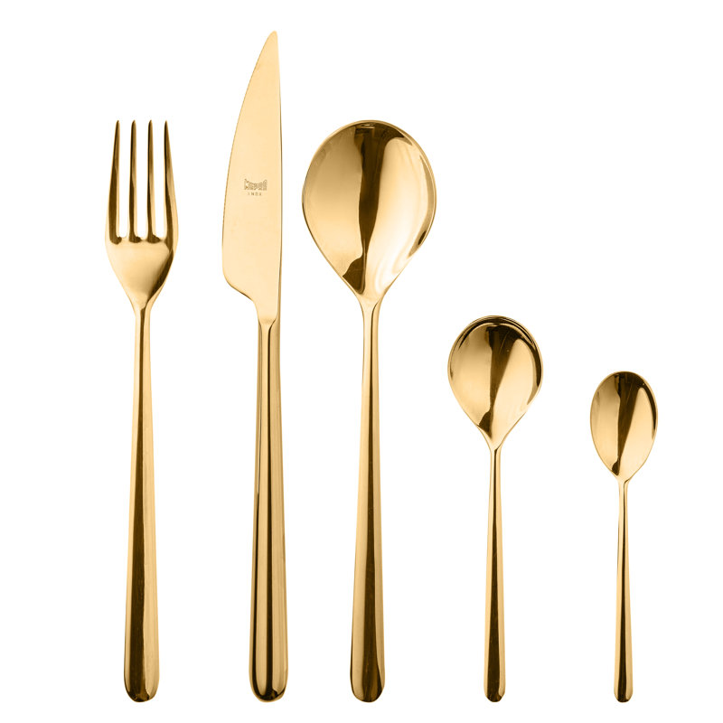 Linea 30 - Piece Stainless Steel Flatware Set - Service for 6, Gold