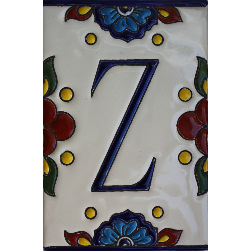 TalaMex Mexican Talavera Mission Tile House Letter Z