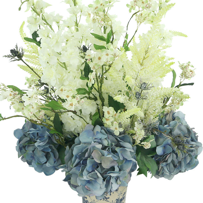 Floral Arrangement with Delphinium and Hydrangeas