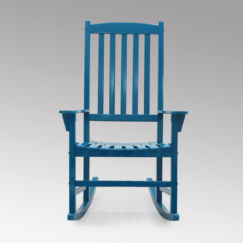 Chaise berçante d'extérieur en acajou Boulder, Bleu acier