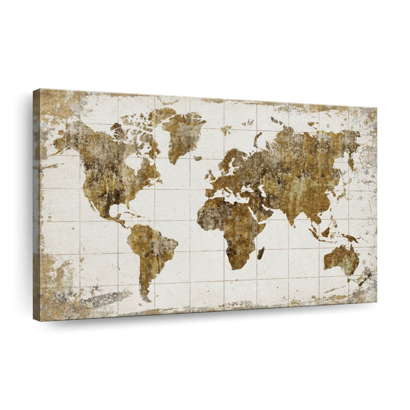 Grunge Vintage World Map Canvas Print, 8" H x 12" W x 1" D