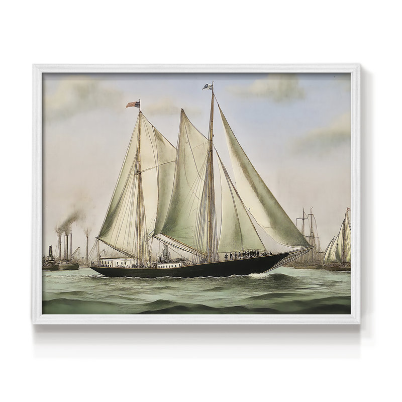 Nautical Series-CLXVI -Framed Print - Restickable, H 11 po x l 14 po, Blanc
