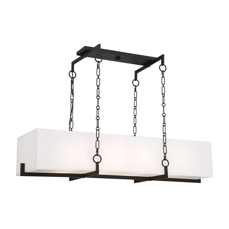 Luminaire suspendu linéaire pour îlot de cuisine 8 lumières Mccombs, Lustre linéaire, Noir mat