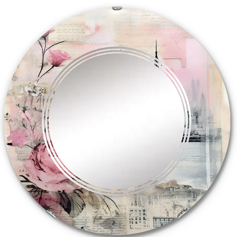 Sarcoline - Miroir mural rond New York, 24 po x 24 po