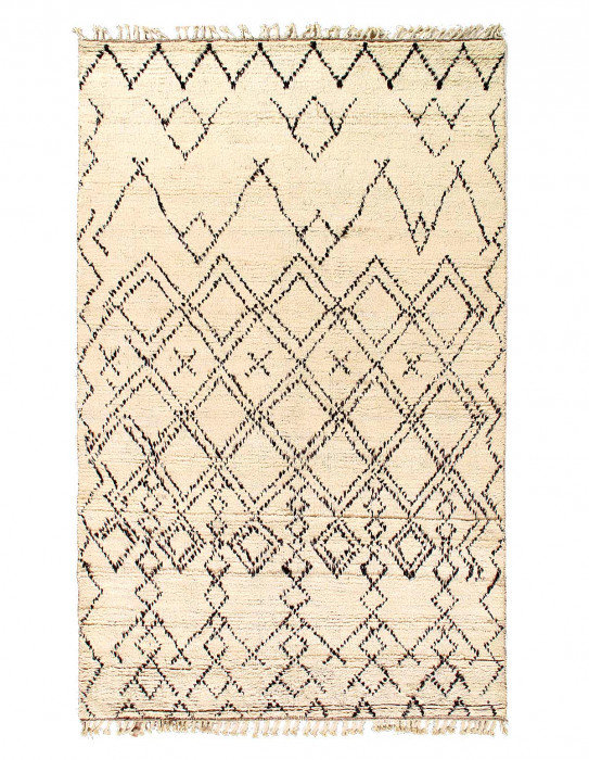 Tapis ivoire en laine unique de 6 pi x 9 pi 3 po Izaiyah