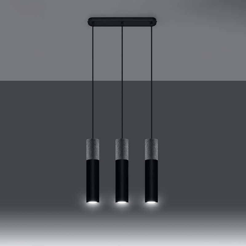 Amberle 3 - Light Cylinder Pendant, Black