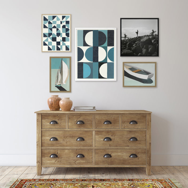 Blue Moons Print by Andy Burgess, 36" H x 28" W x 1.25" D, White Framed