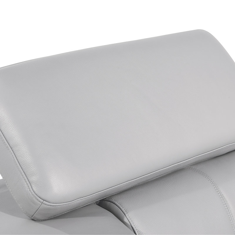 Chaise en cuir italien à grain supérieur, Gris clair