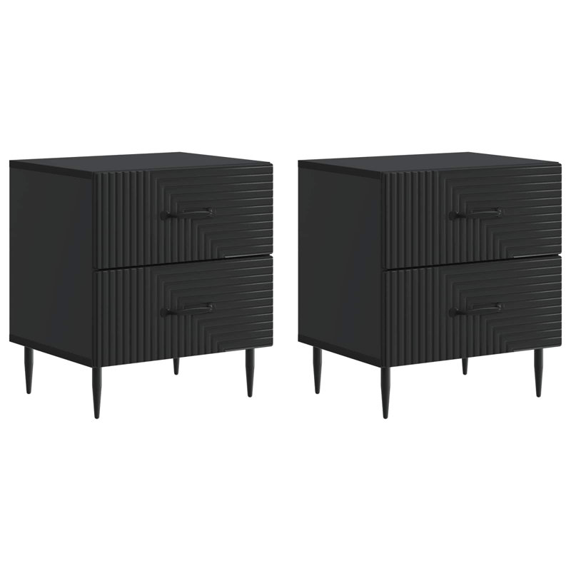 43cm W Manufactured Wood Bedside Table, Black