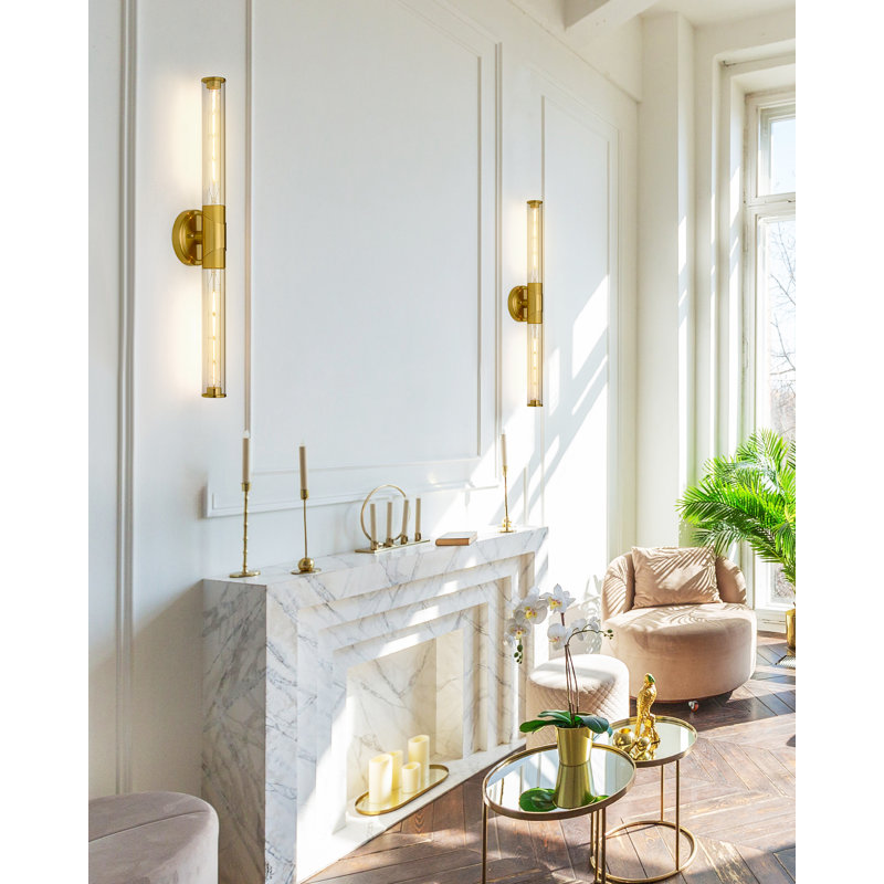 2 - Light Bathroom 27 Inch Vanity Light Bath Bar Fixtures Industrial Sconces Wall, Brushed Gold