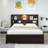 Wood Platform Bed With Bookcase Headboard, Built-In Downlight, Charging Station, And 2 Side Drawers (Bed)-1000752460-1000752463